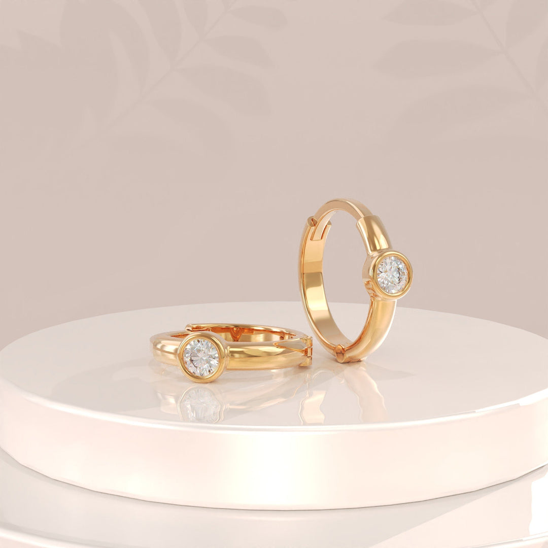 0.5CT Bezel Set Round lab grown diamonds Cz Huggie Hoop Earrings - Doozy Diamonds