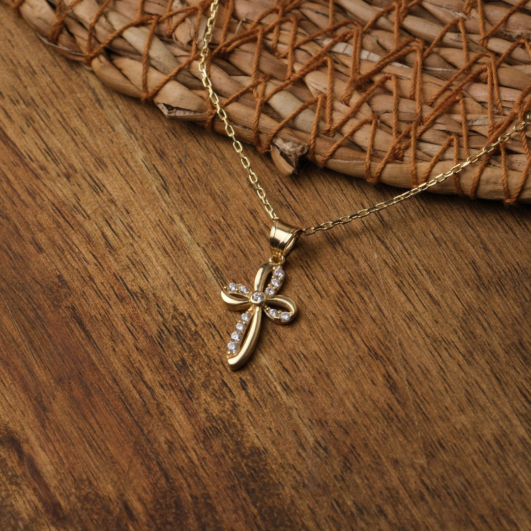 Round Cut Diamond Crucifix Cross Necklace for Women - Doozy Diamonds