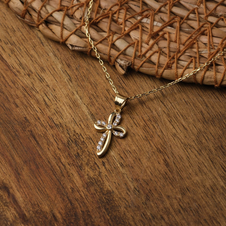 Round Cut Diamond Crucifix Cross Necklace for Women - Doozy Diamonds