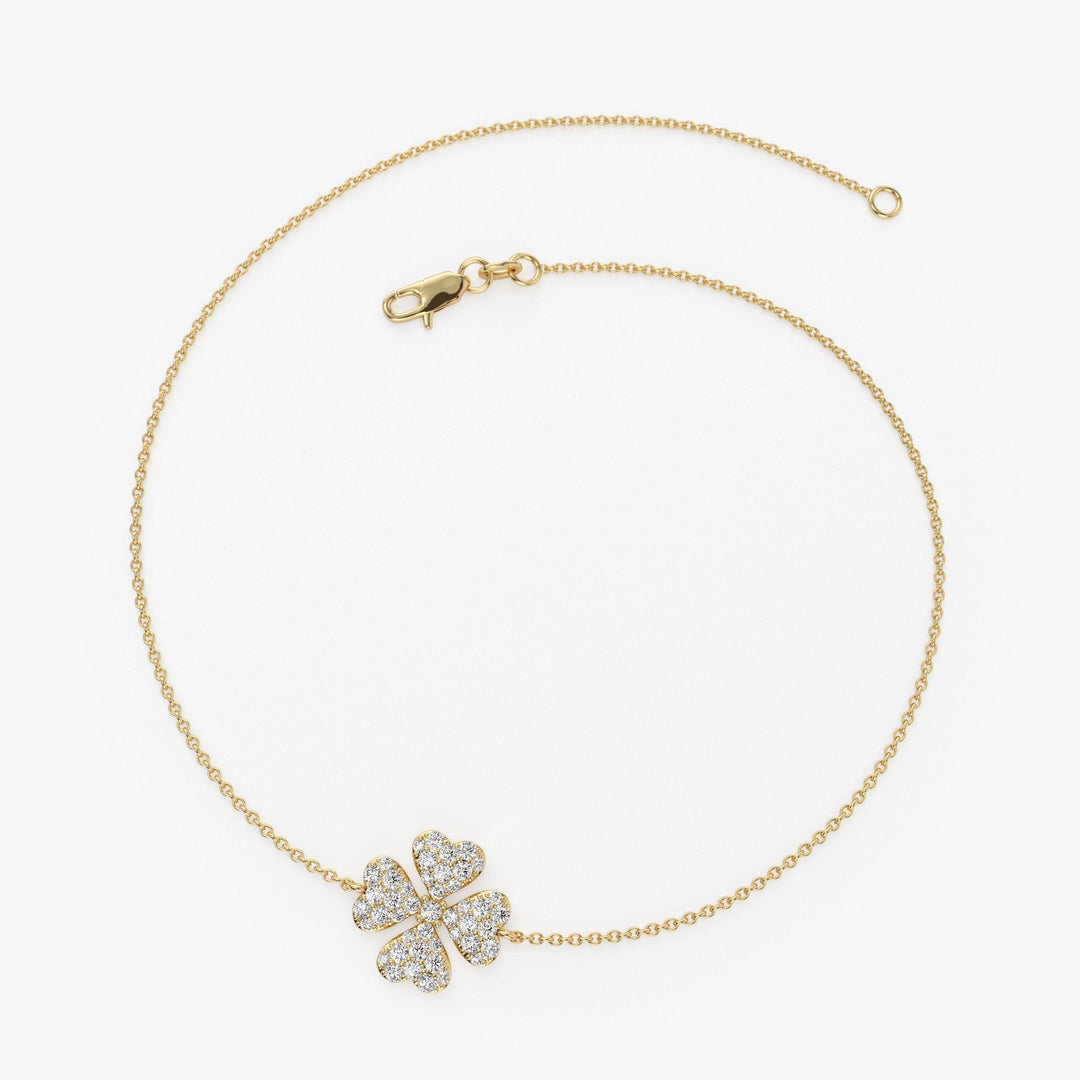 Round Cut Diamond Four Leaf Clover Bracelet for Christmas Gift - Doozy Diamonds