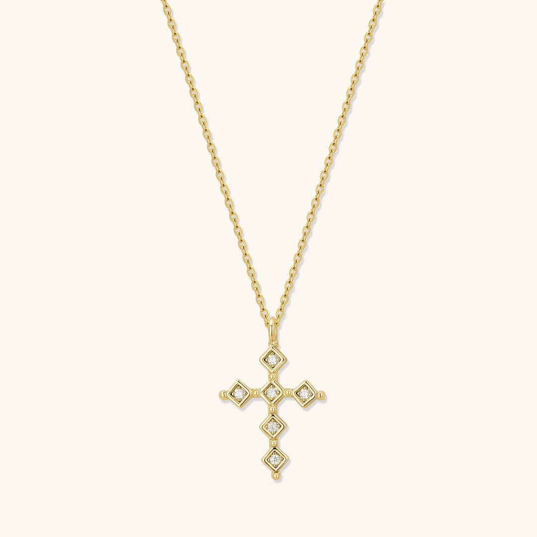 Cross Round Cut Diamond Necklace Gift for Women - Doozy Diamonds