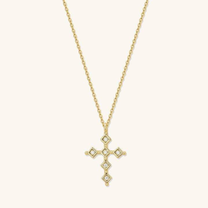 Cross Round Cut Diamond Necklace Gift for Women - Doozy Diamonds