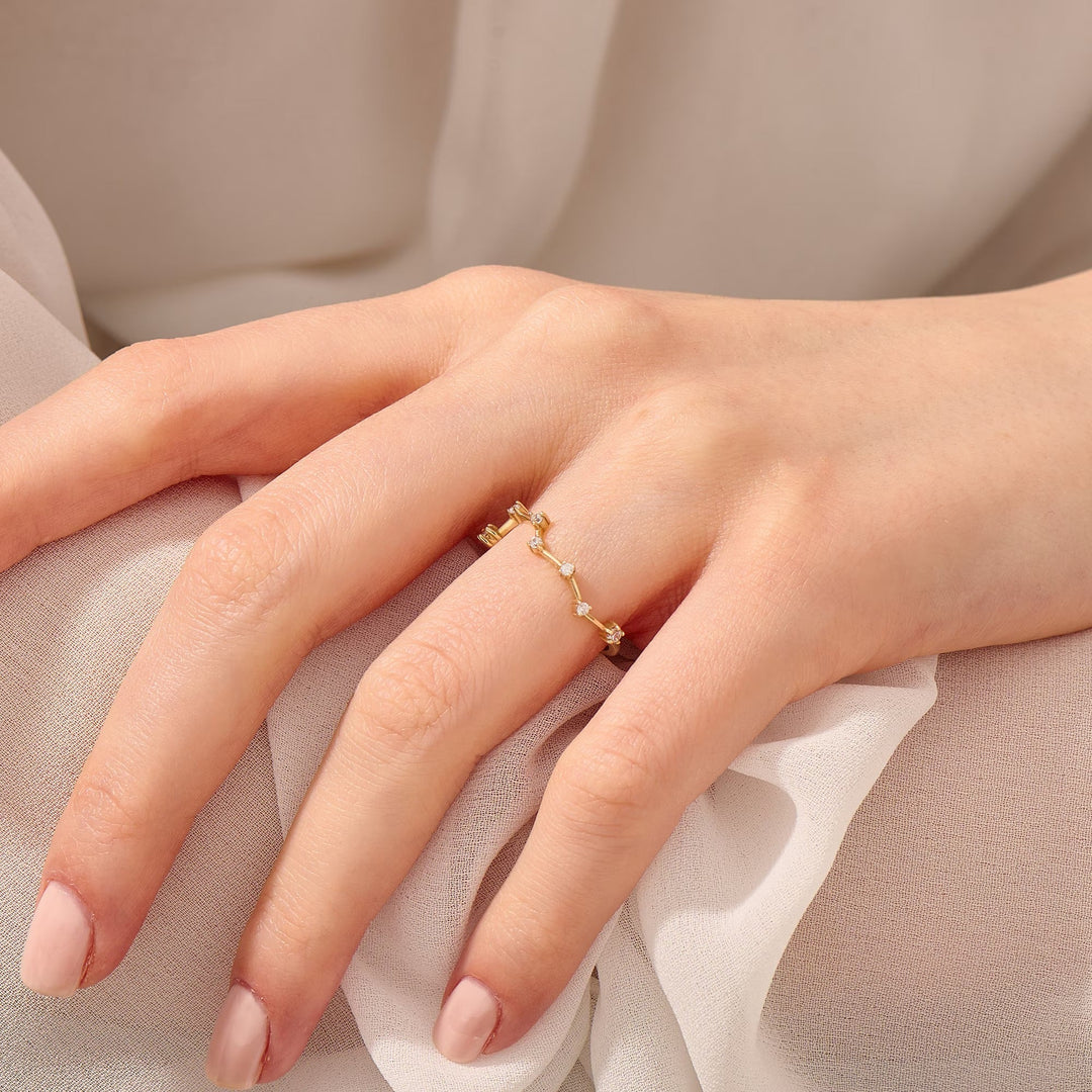 Lab-Grown Diamond Constellation Ring for Women 14k Solid Gold