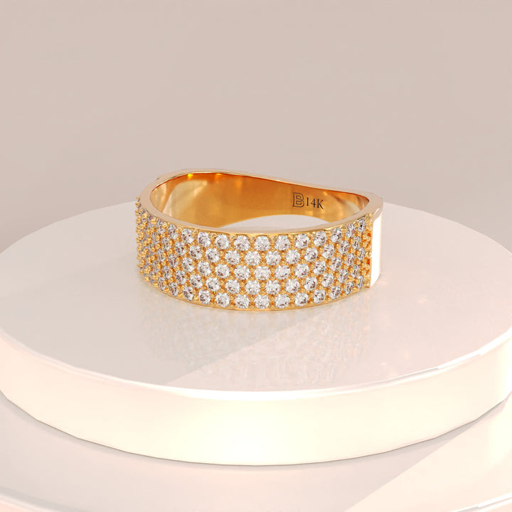 Round Cut Diamond Pave Thick Ring Gift for Her - Doozy Diamonds