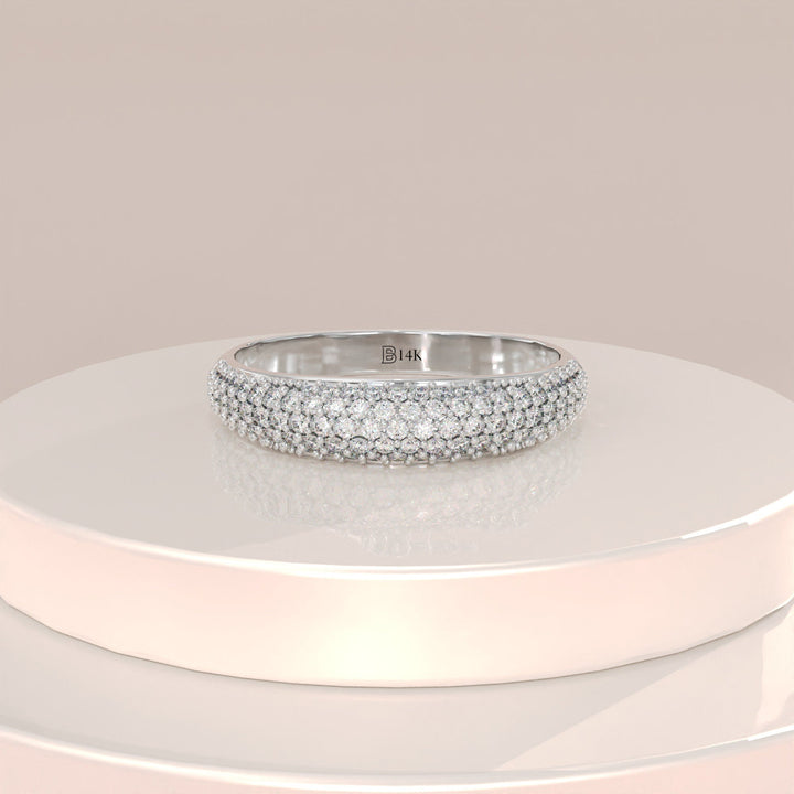 Round Cut Diamond Dome Gold Ring Gift for Women - Doozy Diamonds