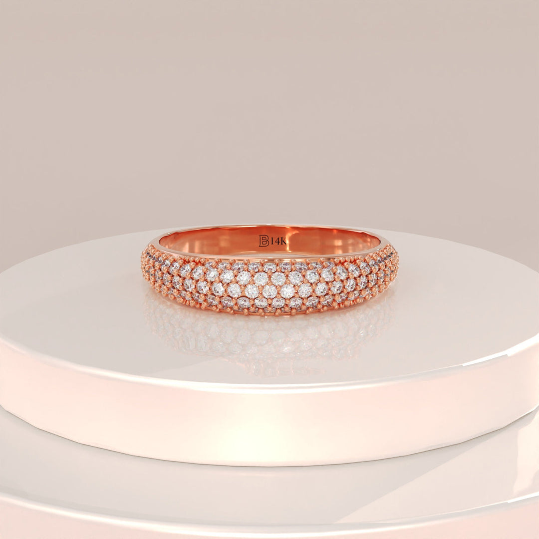 Round Cut Diamond Dome Gold Ring Gift for Women - Doozy Diamonds