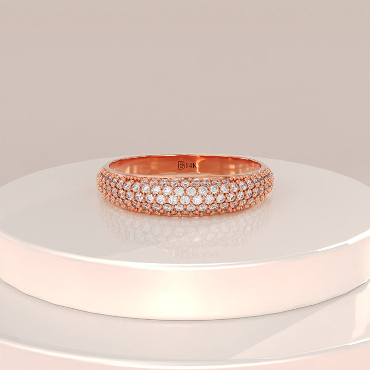 Round Cut Diamond Dome Gold Ring Gift for Women - Doozy Diamonds