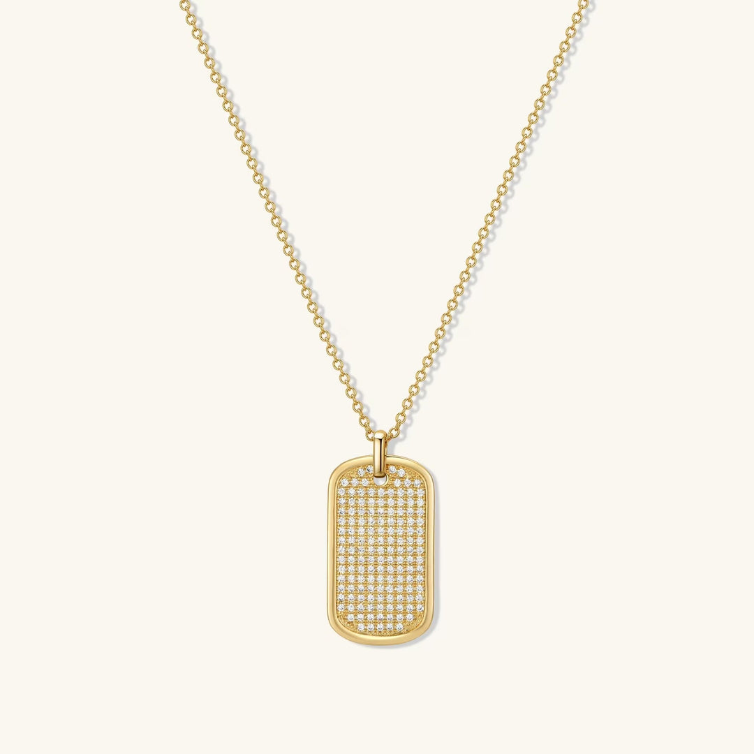 Dog Tag Pendant Diamond Necklace Gift for Her - Doozy Diamonds