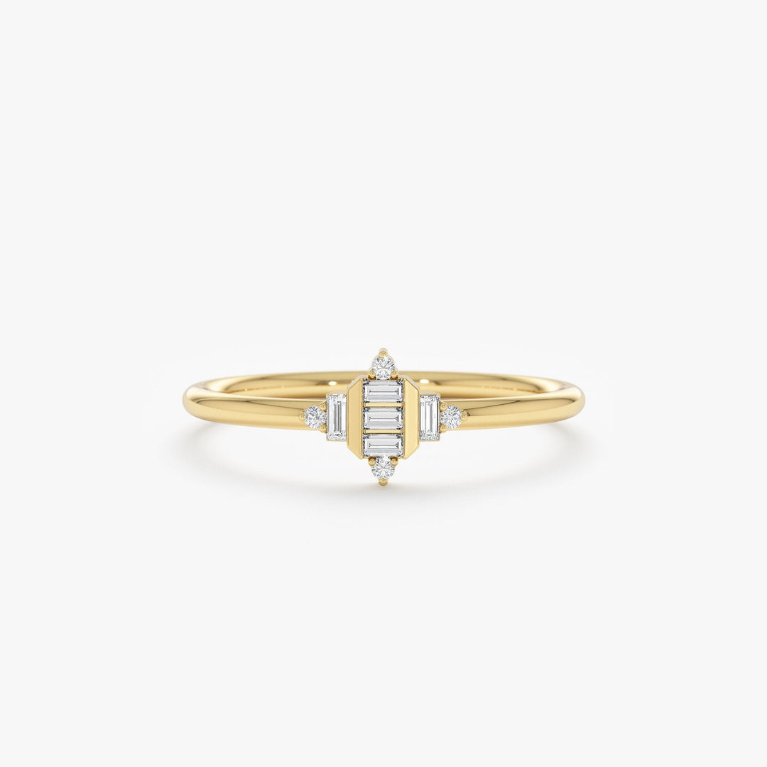 Baguette Cut Diamond Cluster Gold Wedding Ring for Women - Doozy Diamonds