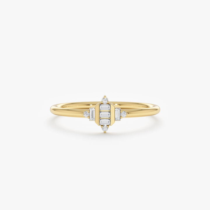 Baguette Cut Diamond Cluster Gold Wedding Ring for Women - Doozy Diamonds