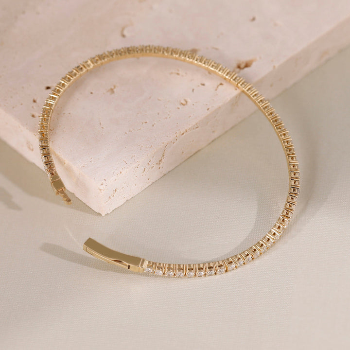 Round Cut Diamond Tennis Bangle Bracelet for Halloween Gift - Doozy Diamonds