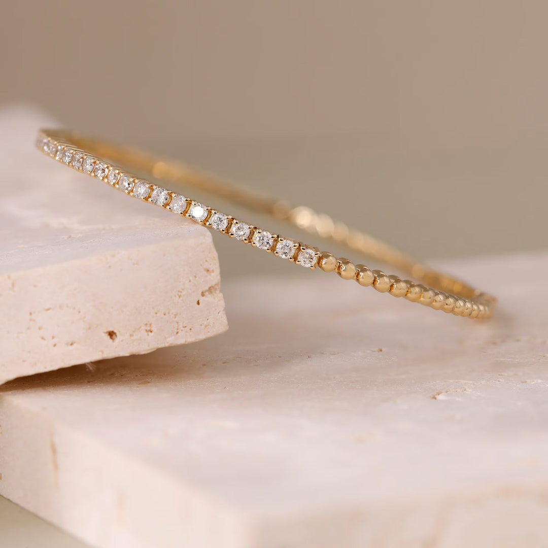 Round Cut Diamond Flexible Bracelet Bangle for Every Day - Doozy Diamonds