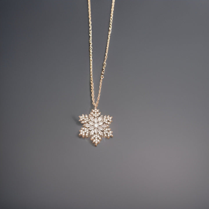 Round & Baguette Diamond Snow Flake Necklace for Women - Doozy Diamonds