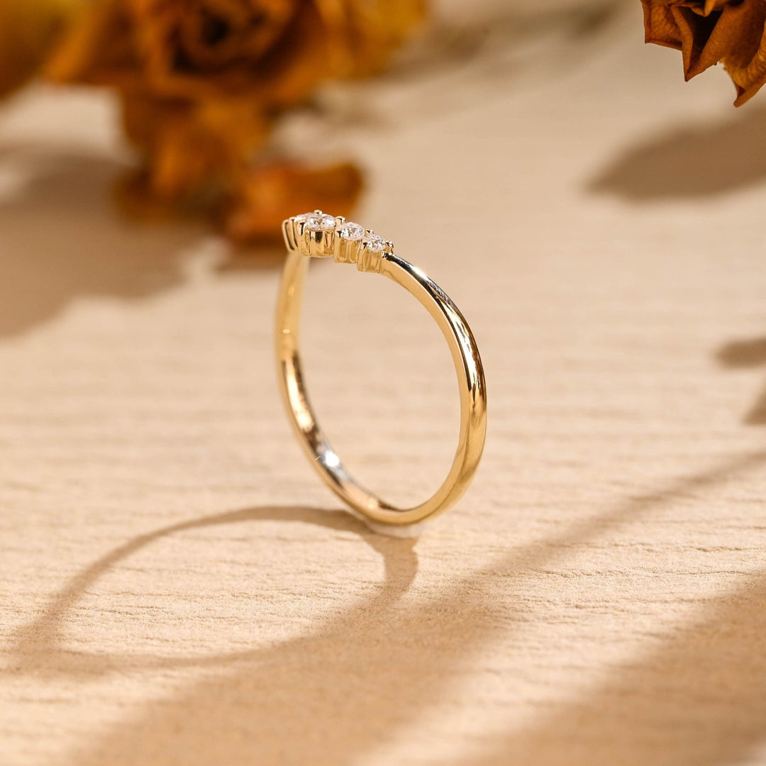 Round lab grown diamond band worn on hand