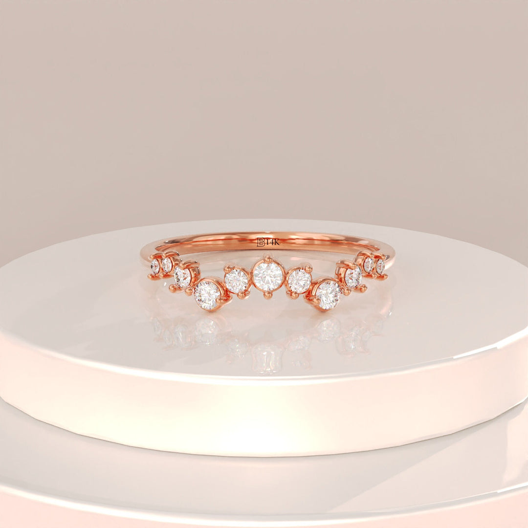 Round Cut Diamond Half Eternity Stackable Wedding Ring for Women - Doozy Diamonds