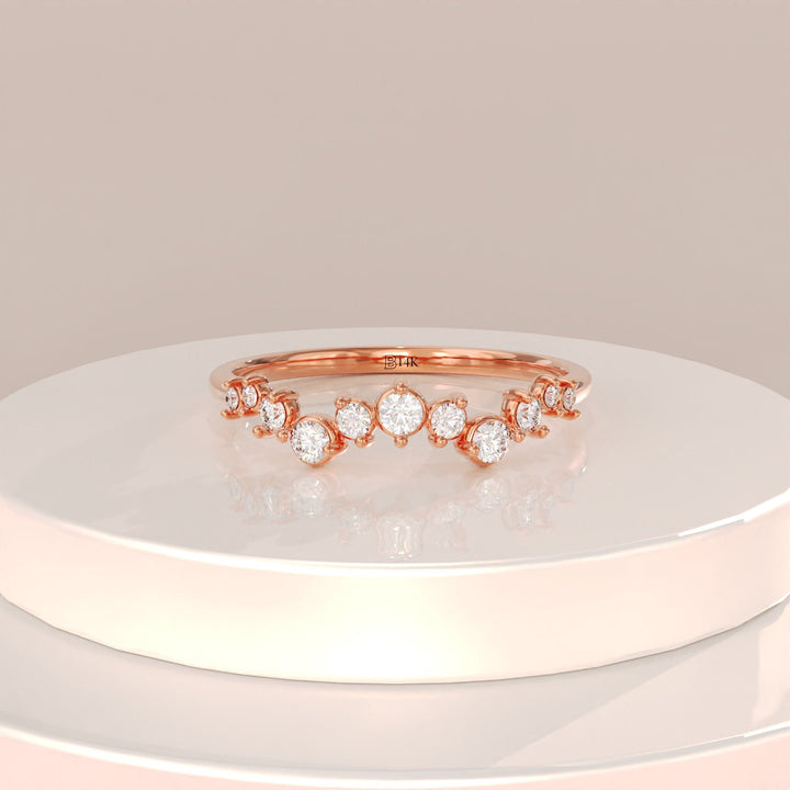 Round Cut Diamond Half Eternity Stackable Wedding Ring for Women - Doozy Diamonds