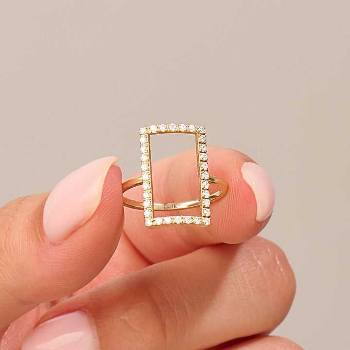 0.76CT Round Rectangle Shaped lab grown diamonds Solitaire Ring - Doozy Diamonds