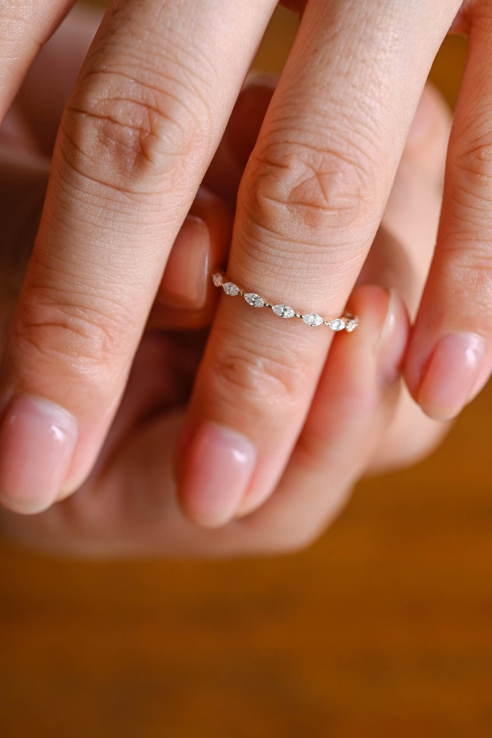 Close-up of 1.44CT marquise lab grown diamonds