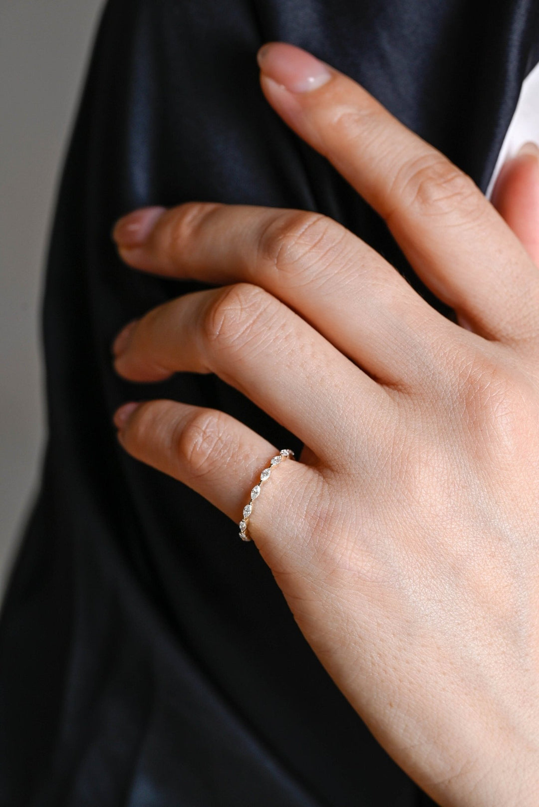 Ethically sourced marquise diamond eternity band