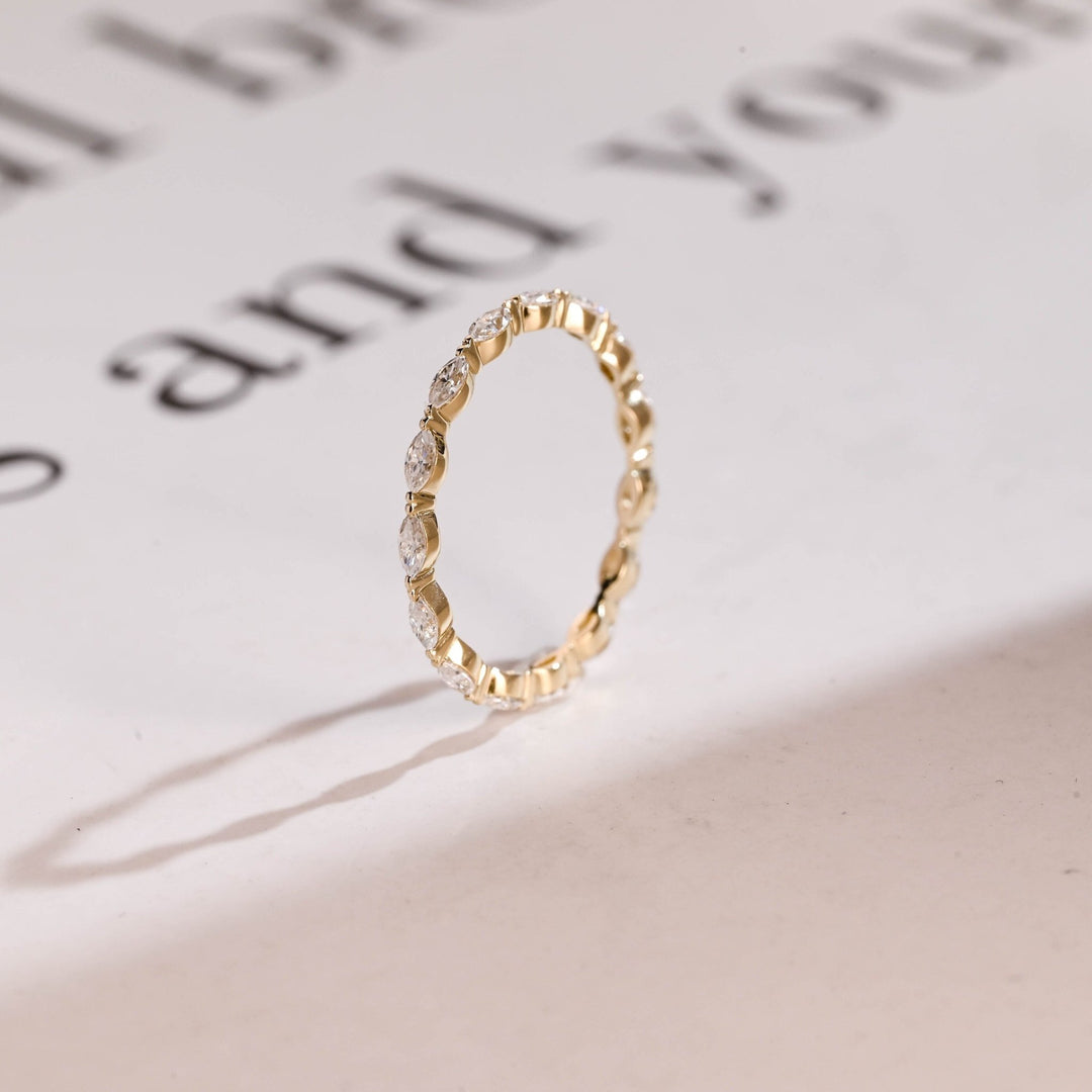 Marquise diamond wedding band in white gold