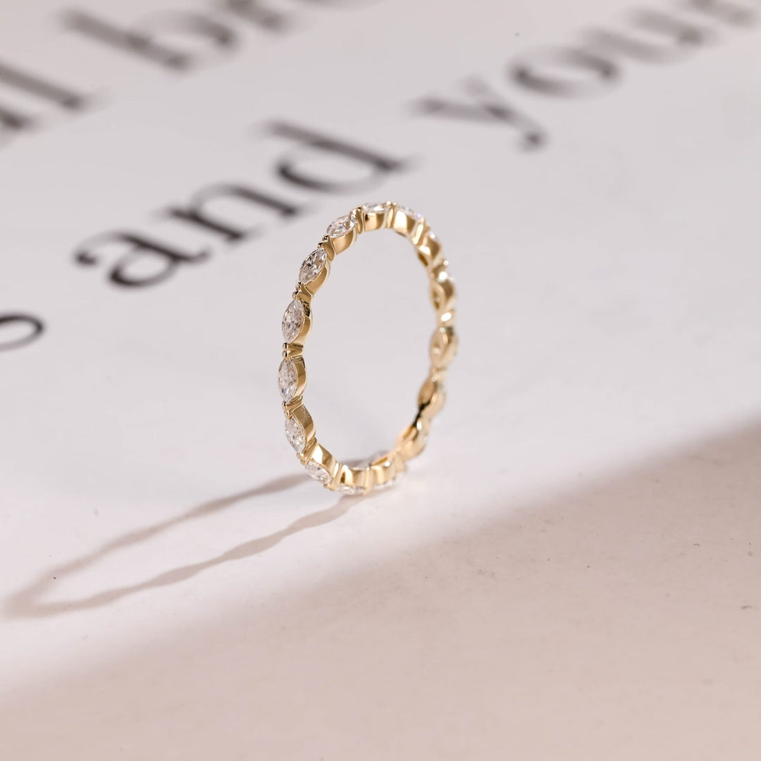 Marquise diamond wedding band in white gold