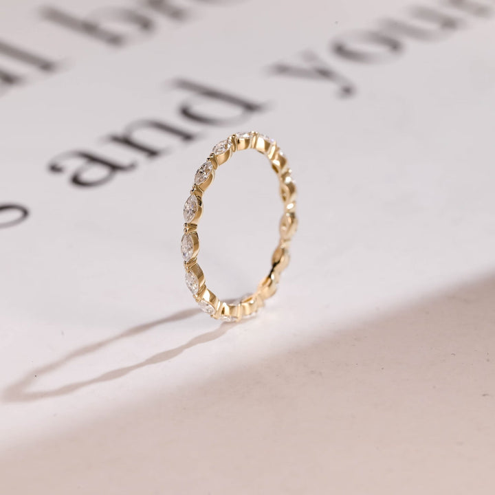 Marquise diamond wedding band in white gold