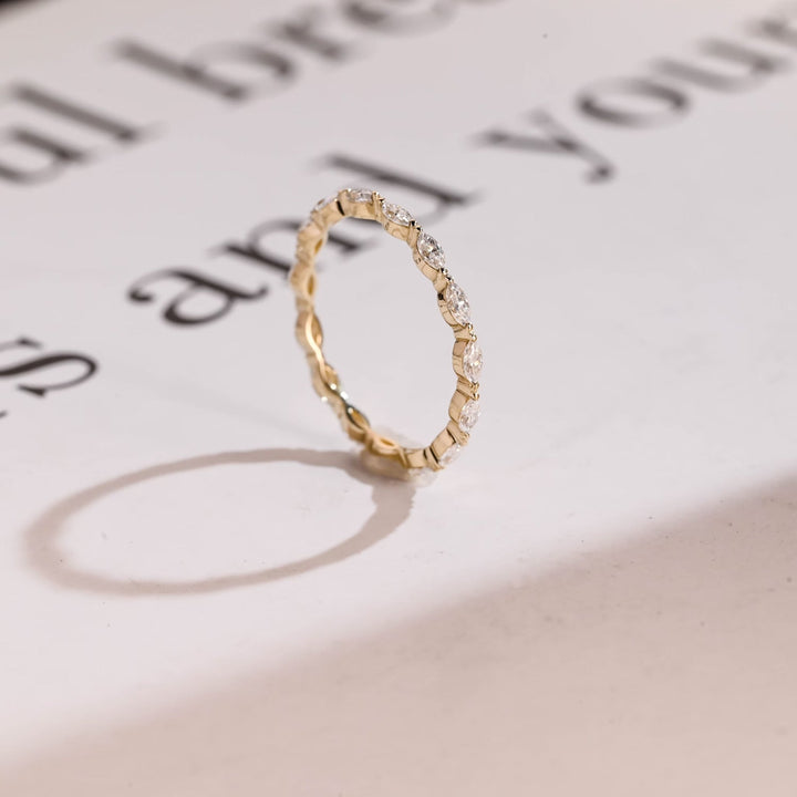 Marquise diamond wedding band in rose gold
