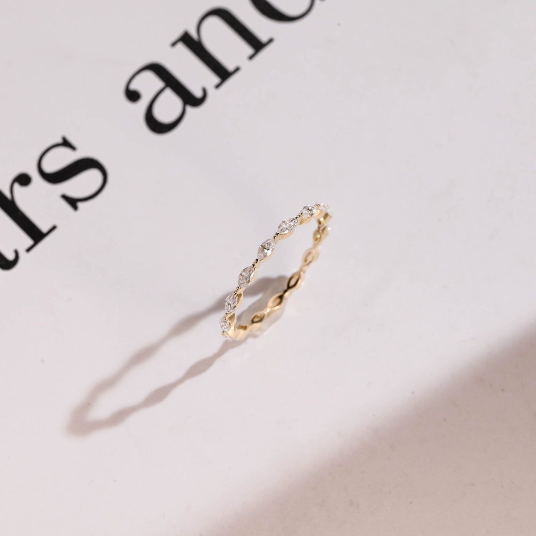 Marquise diamond wedding band in rose gold