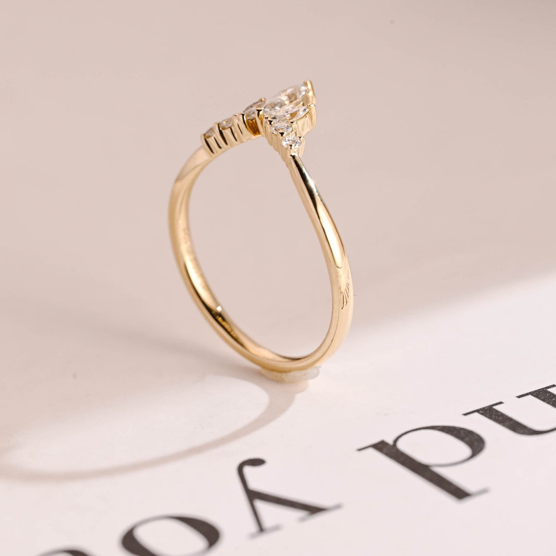 Marquise & Round diamond wedding band in rose gold