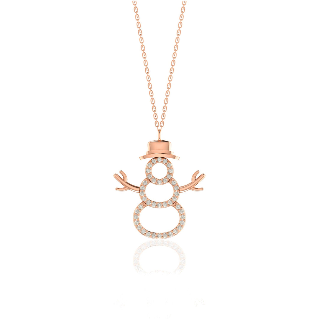 Round Cut Diamond Snowman Pendant Necklace for Her - Doozy Diamonds