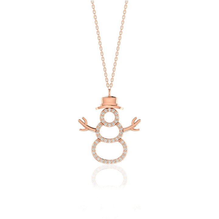 Round Cut Diamond Snowman Pendant Necklace for Her - Doozy Diamonds