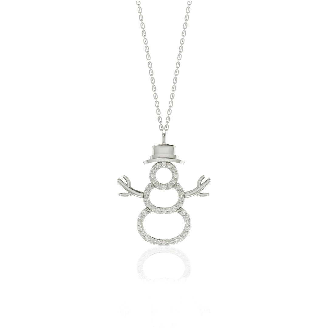 Round Cut Diamond Snowman Pendant Necklace for Her - Doozy Diamonds
