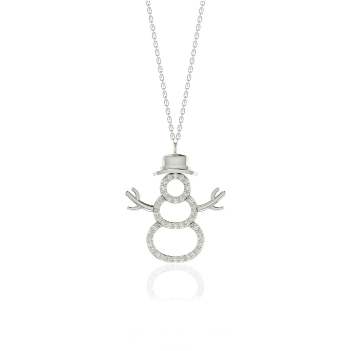 Round Cut Diamond Snowman Pendant Necklace for Her - Doozy Diamonds