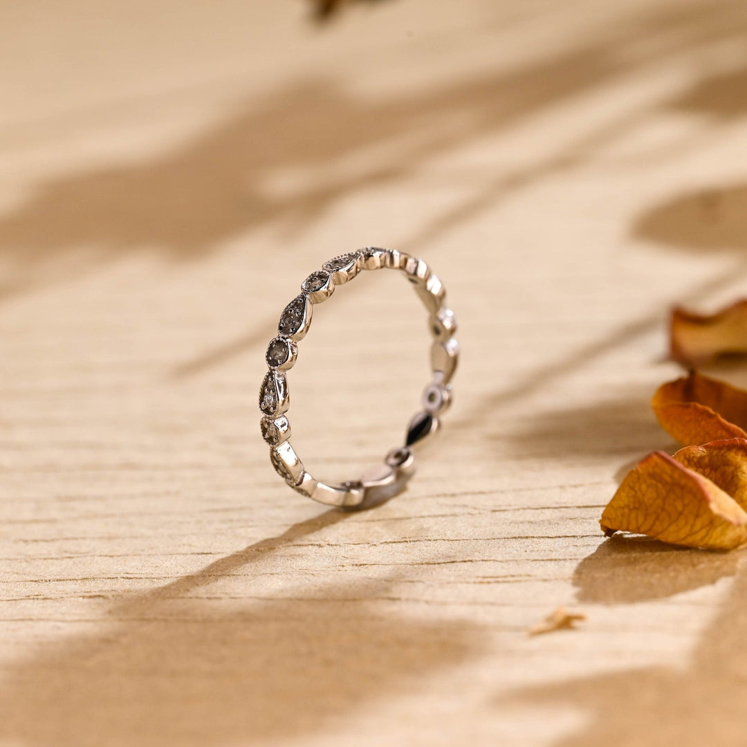 Round lab grown diamond band worn on hand