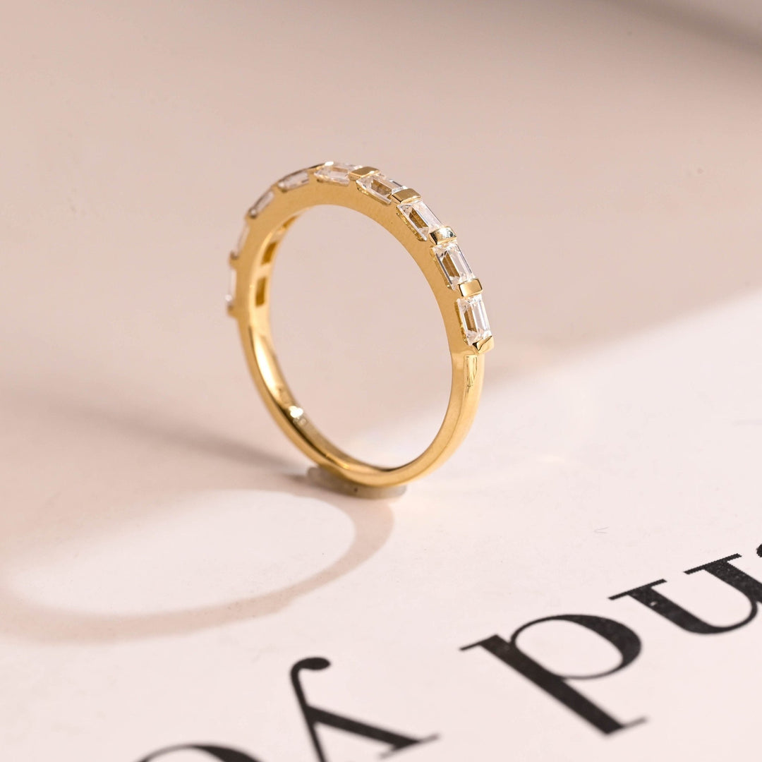 Ethically sourced baguette diamond eternity band