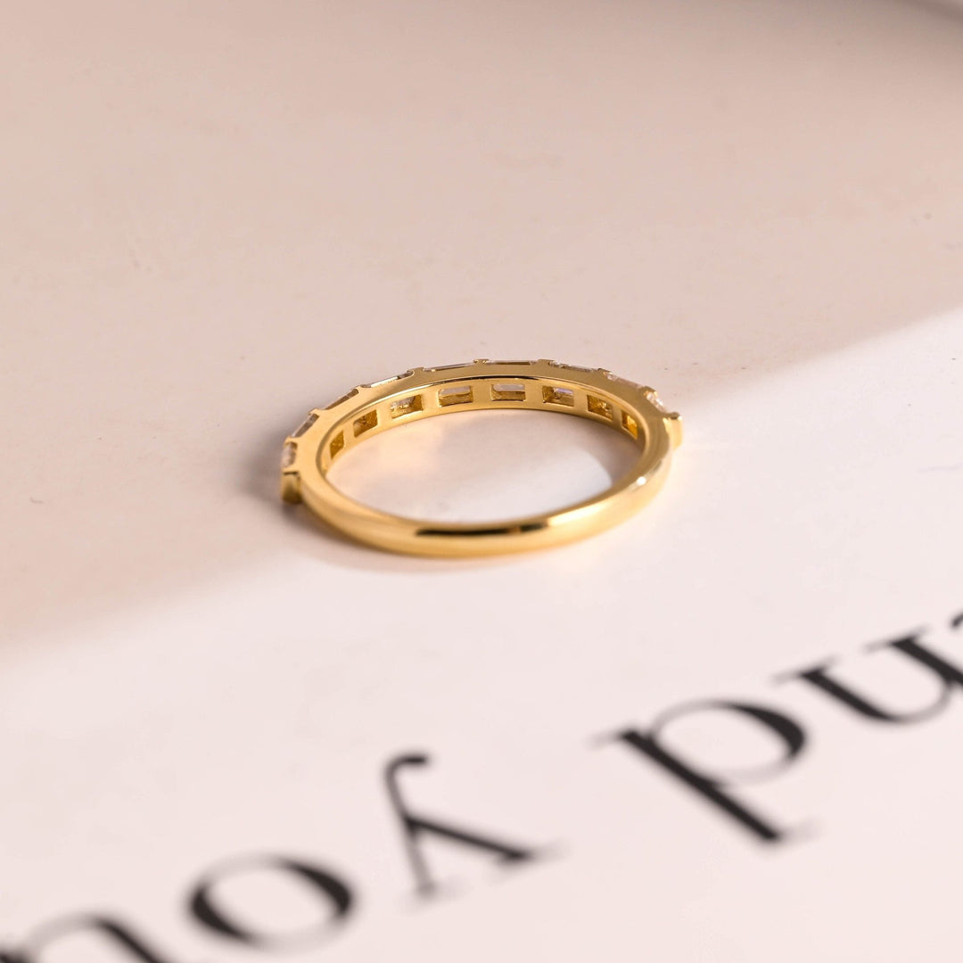 Baguette diamond wedding band in white gold