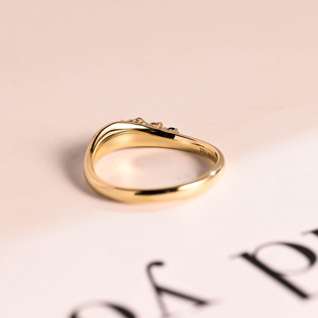 Sapphire Round & Round diamond wedding band in rose gold