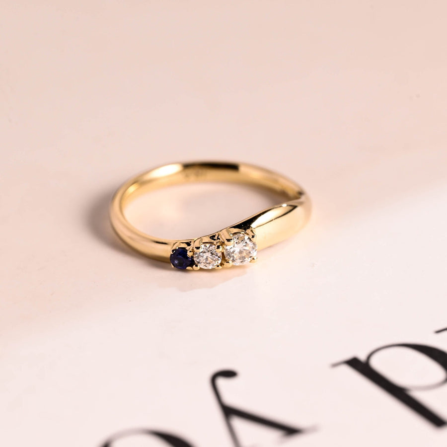 Sapphire Round & Round sapphire round & round diamond wedding band front view