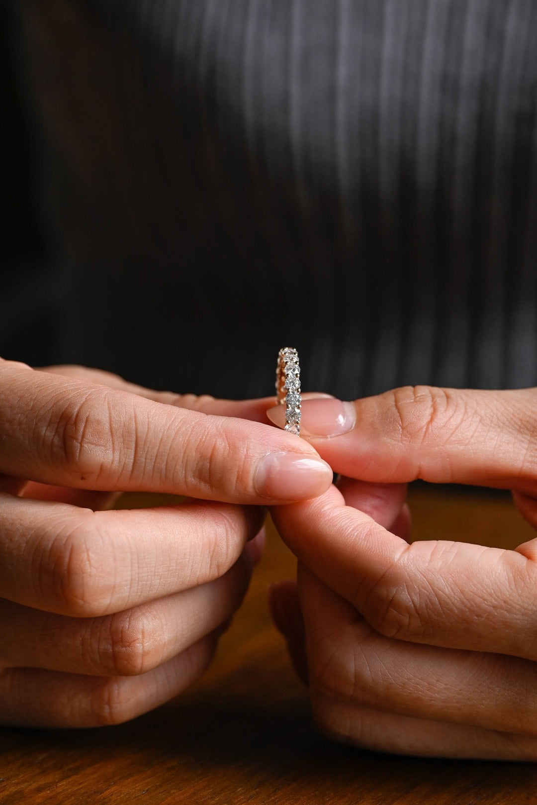 Close-up of 1.55CT round lab grown diamonds