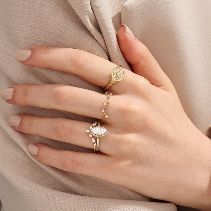 Lab-Grown Diamond Constellation Ring for Women 14k Solid Gold