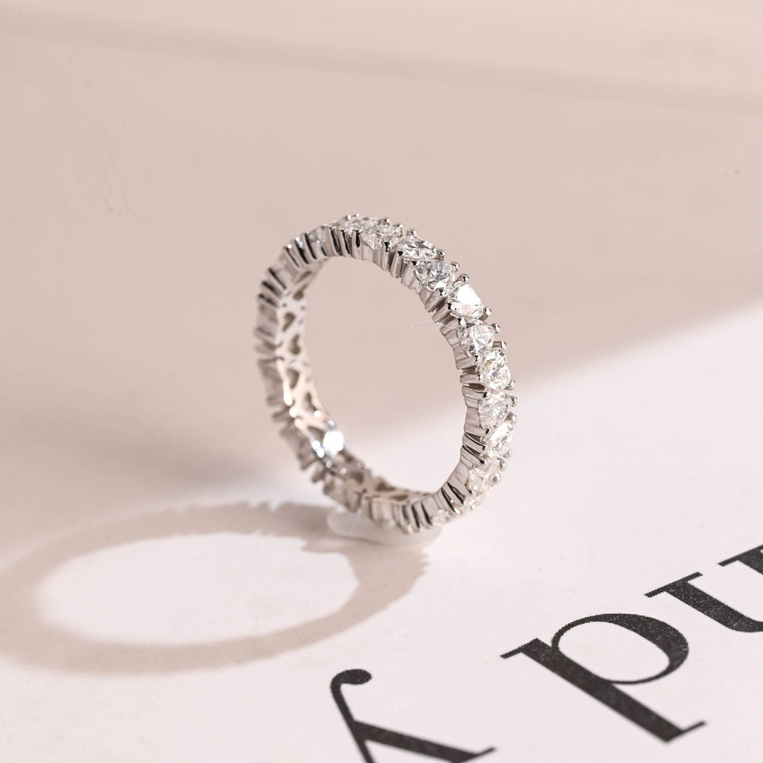 Heart diamond wedding band in white gold