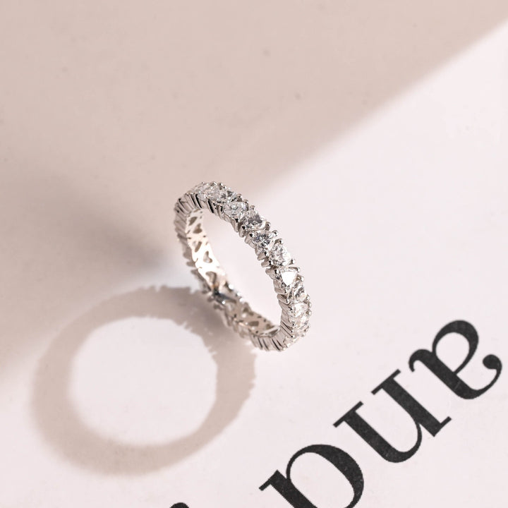 Heart diamond wedding band in rose gold