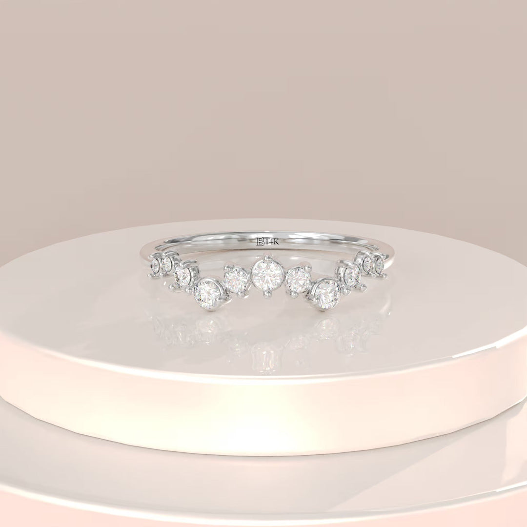 Round Cut Diamond Half Eternity Stackable Wedding Ring for Women - Doozy Diamonds
