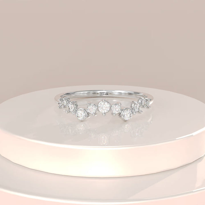 Round Cut Diamond Half Eternity Stackable Wedding Ring for Women - Doozy Diamonds