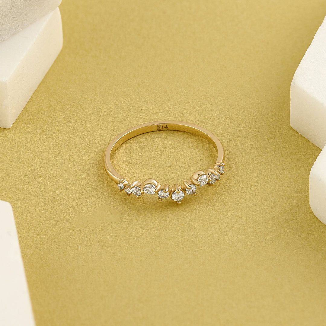 Round Cut Diamond Half Eternity Stackable Wedding Ring for Women - Doozy Diamonds