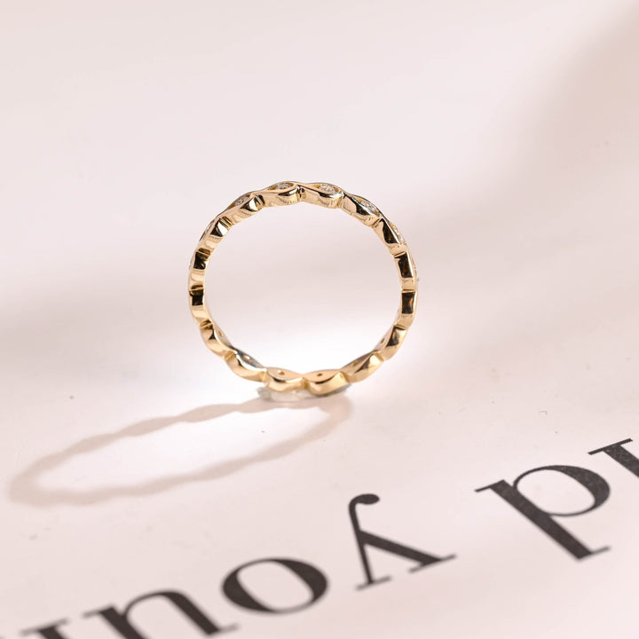 Round lab grown diamond band worn on hand
