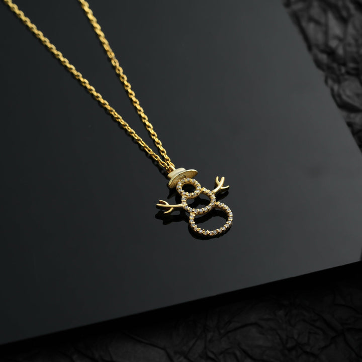 Round Cut Diamond Snowman Pendant Necklace for Her - Doozy Diamonds