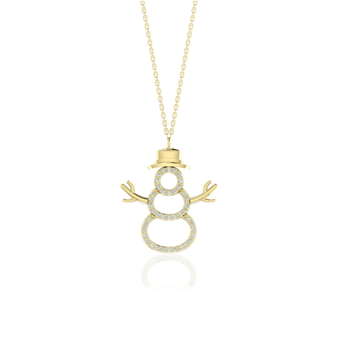 Round Cut Diamond Snowman Pendant Necklace for Her - Doozy Diamonds