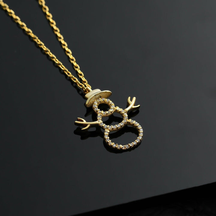Round Cut Diamond Snowman Pendant Necklace for Her - Doozy Diamonds