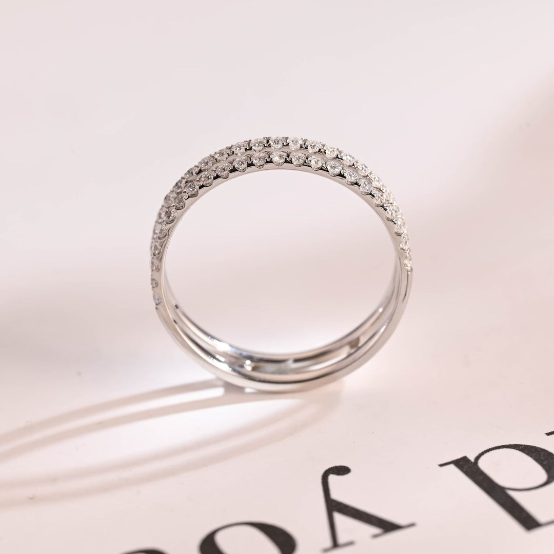 Side view of round diamond wedding band